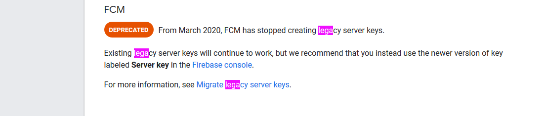 Deprecated Legacy Server Key